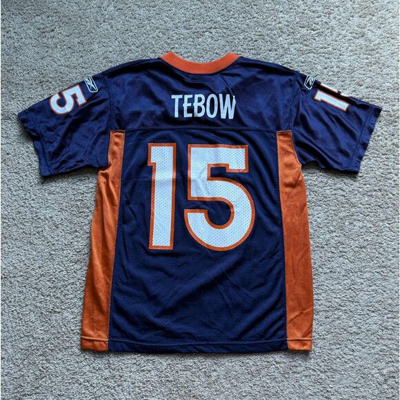 Vintage Reebok x NFL Denver Broncos Tim Tebow #15 Game Jersey Blue Youth Medium - Picture 2 of 9